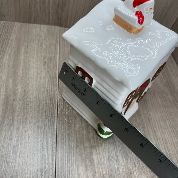 The Cooks Bazaar Vtg Ceramic Cookie Box Santa House Christmas Collectible White - Picture 10 of 12